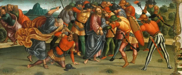 The Capture of Christ. Lamentation over the Dead Christ, Predella Panel, 1502