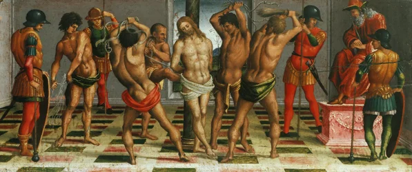 The Flagellation of Christ, Lamentation over the Dead Christ, Predella Panel, 1502