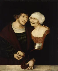 Ill-matched Couple: Young Man and Old Woman