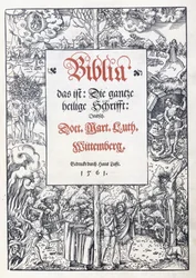 Title page, with a fine pictorial border from "Biblia, das ist: Die gantze heilige Schrifft: Deudsch", translated by Martin Luther, 1560-1561