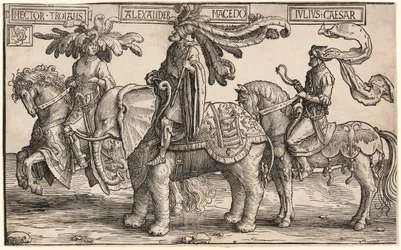 Hector of Troy, Alexander of Macedon, Julius Caesar, from The Nine Heroes