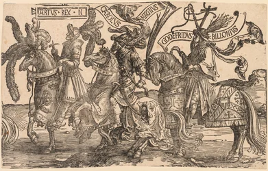 The Nine Heroes: Arthur, Charles the Great (Charlemagne), Godfrey of Bouillon