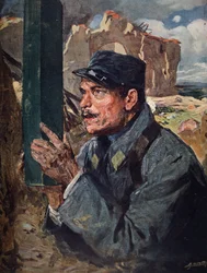 French soldier using a periscope