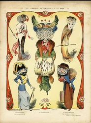 Illustration in Le Rire, 09/04/10 - A Trendy Bouquet of Veils - Fashion, Fencing (engraving)