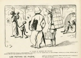 Illustration in Le Rire, 25/04/08 - the travel of the colonie minister, Senegal (engraving)