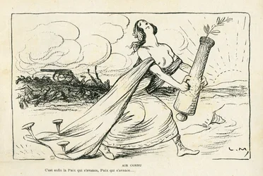 Illustration in Le Rire, 03/05/13 - Familiar Air - Balkans, Guns, Shells, Peace, First World War