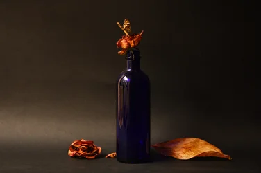 Dried Rose in a Blue Bottle