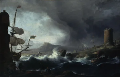 Stormy Sea on a Mountainous Coast