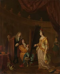 An Artist in His Studio, Painting the Portrait of a Lady
