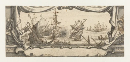 Naval Battle in a Cartouche
