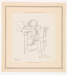 Girl Sitting in a Chair and Reading