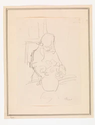 Girl Standing by a Table with a Vase