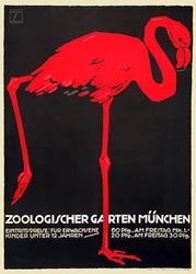 Zoo Poster with a Red Flamingo