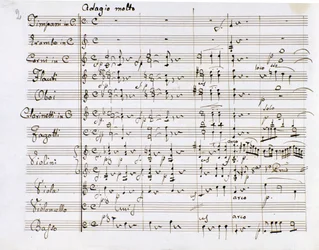 Sheet music page of Symphony No. 1 in C major by the German composer Ludwig van Beethoven (1770-1827) (1799-1800), Milan, Biblioteca del Conservatorio