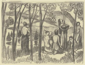 Kneeling Women and a Fruit Picker