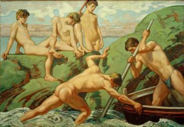Naked Sailors (Fishermen) and Boys on the Green Shore