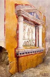 Lararium of Family Altar, Seen in Situ After Excavation, House of Aulus Vettius, Pompeii, c.36-39 AD, 1895