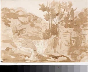Landscape with waterfalls at Settignano, Tuscany