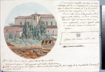 Telescope view of San Salvatore al monte church near Florence