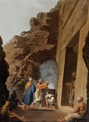 Entrance to burial chamber at Sphinx of Giza, engraving, by Luigi Mayer, from Views in Egypt, Palestine and Other Parts of Ottoman Empire