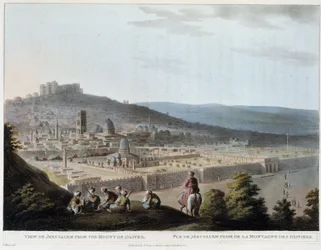 View of Jerusalem taken from Mount of Olives - engraving
