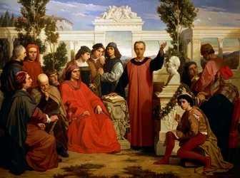 Birthday and parentalia of Plato, celebrated at Villa di Careggi by Lorenzo Magnificent