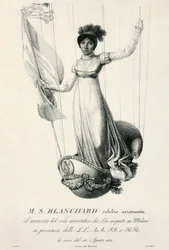 Portrait of French Balloonist Sophie Blanchard During Her Flight in Milan, Italy, 1811