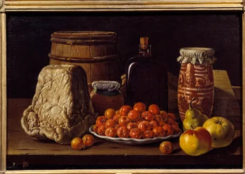 Cheese, fruit and recipient