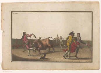 Bull Being Challenged with Banderillas (Collection of the Main Maneuvers in Bullfighting)