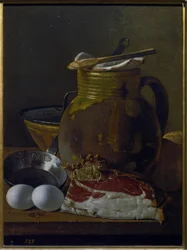 Still Life with Ham, Eggs, and Vessels