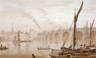 View of Blackfriars Bridge from the Surrey Shore, with Boats in the Foreground, London