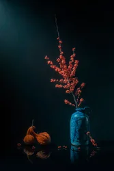 Autumn Berries, Blue Vase