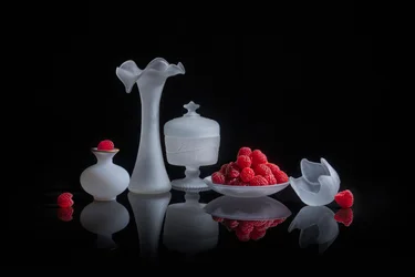 Red Berries Behind Frosted Glass