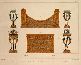 Furniture designs, engraved by Mme Soyer, plate 28 from 