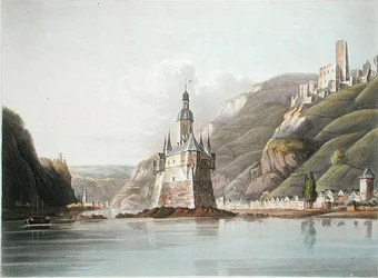 Pfalz Castle and the Town of Laub, illustration from 