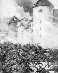 French and Germans Battle Under the Walls of Chateau de Mondement, France
