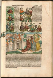 Genealogical tree of Laban, from the Nuremberg Chronicle by Hartmann Schedel (1440-1514) printed in 1493