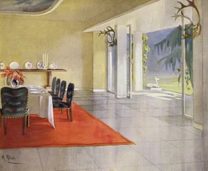 1930s interiors: Dining-room in a country house
