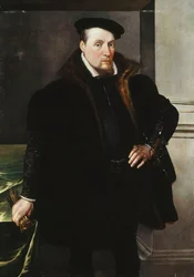 Portrait of a Gentleman, Three-Quarter Length, in a Black Coat with Fur Lining