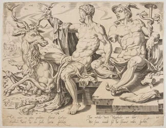 Naphtali with a Stag and a Broken Statue of Mercury, from the Series The Twelve Patriarchs, Engraving by Dirk Volkertsz Coornhert