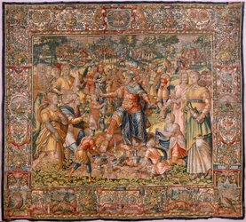 Story of Gideon. The Israelites hand their portion of the booty to Gideon