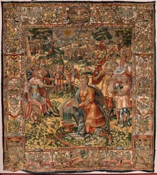 Diocesan museum (Museo Diocesano). Flemish tapestry. Brussels. Atelier François Geubels. Series Story of Gideon. The miracle of the woollen fleece. Silk and wool. Bequest of Bishop Vicente Roca de la Serna. Baroque. 1534-1571, in the cathedral since