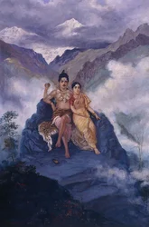 Lord Shiva and Parvati on Mount Kailash