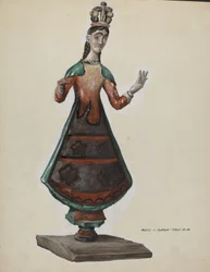 Large Painted Wooden Saint-Virgin Mary, c. 1937