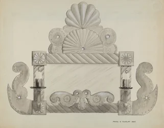 Tin Mirror Frame with 2 Candle Sockets
