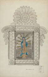 Tin Nicho Containing Guadalupe Bulto