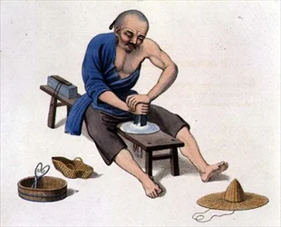 An Old Man Polishing Crystals, plate 55 from 