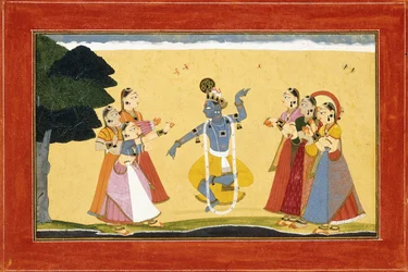 Krishna Dancing Before the Cowgirls as they Clap their Hands