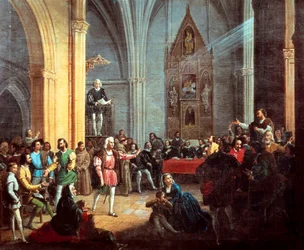 Christopher Columbus during the reading of the Royal Pragmatic (detail)