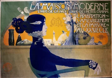 Art Nouveau: poster "The Modern House" by Orazi. 20th century. Decorative arts, Paris